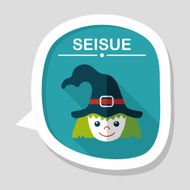cute witch flat icon with long shadow eps10 N11