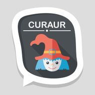 cute witch flat icon with long shadow eps10 N12