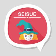 cute witch flat icon with long shadow eps10 N13