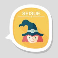 cute witch flat icon with long shadow eps10 N14