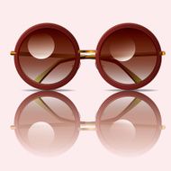 Rounded brown sunglasses with reflection