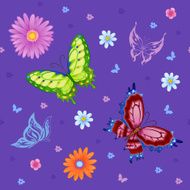 Background of colorful butterflies flying
