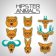 hipster animal icons set