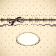 Vintage card design with decorative ribbon and bow
