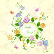 Spring illustration with beautiful flowers