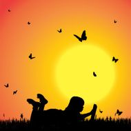 Vector silhouette of a girl N97