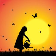 Vector silhouette of a girl N98