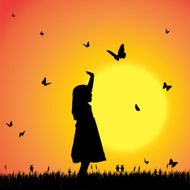 Vector silhouette of a girl N99