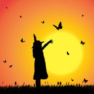 Vector silhouette of a girl N100