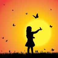Vector silhouette of a girl N101