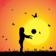 Vector silhouette of a girl N102