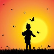 Vector silhouette of a girl N104
