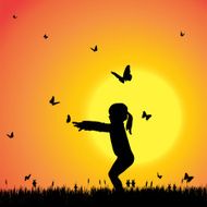 Vector silhouette of a girl N106