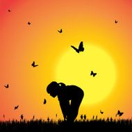 Vector silhouette of a girl N107