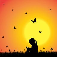 Vector silhouette of a girl N110
