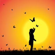 Vector silhouette of a girl N111