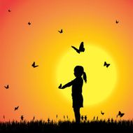 Vector silhouette of a girl N112
