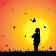Vector silhouette of a girl N114