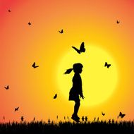 Vector silhouette of a girl N116