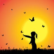Vector silhouette of a girl N117