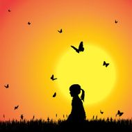Vector silhouette of a girl N118