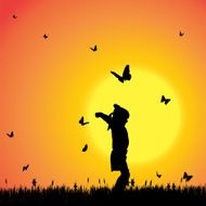Vector silhouette of a girl N119