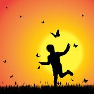 Vector silhouette of a girl N120