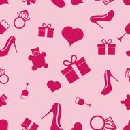 March 8 characters Seamless pattern Heart ring shoes gift N2