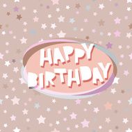 Happy birthday card seamless pattern with stars pink beige background