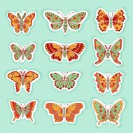 Set of Butterflies Decorative Isolated Silhouettes in Vector N2