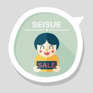 SALE Shopaholic flat icon with long shadow eps10 N24