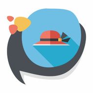 Women hat flat icon with long shadow N7