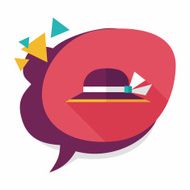 Women hat flat icon with long shadow N8