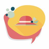 Women hat flat icon with long shadow N9
