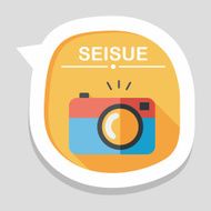 camera flat icon with long shadow N13