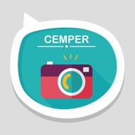 camera flat icon with long shadow N14