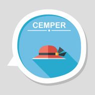Women hat flat icon with long shadow N11