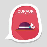 Women hat flat icon with long shadow N12