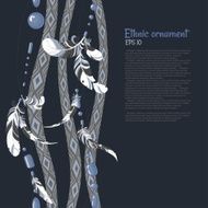 Ethnic feathers and beads vector background N2