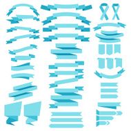 vector collection of decorative design elements - blue ribbons a