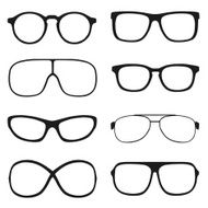 Set of classic vector glasses isolated on white background