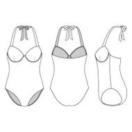 Front back and side views of blank swimsuit N2