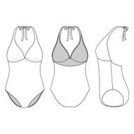 Front back and side views of blank swimsuit N3