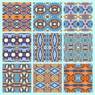 set of different seamless colored vintage geometric pattern N5