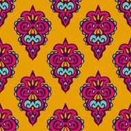 Damask vector festive yellow pattern