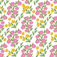 Floral seamless pattern with pink and yellow flowers