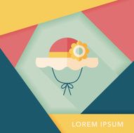 Women hat flat icon with long shadow eps10 N10