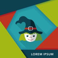 cute witch flat icon with long shadow eps10 N15