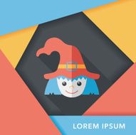 cute witch flat icon with long shadow eps10 N16