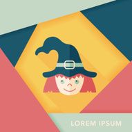 cute witch flat icon with long shadow eps10 N18